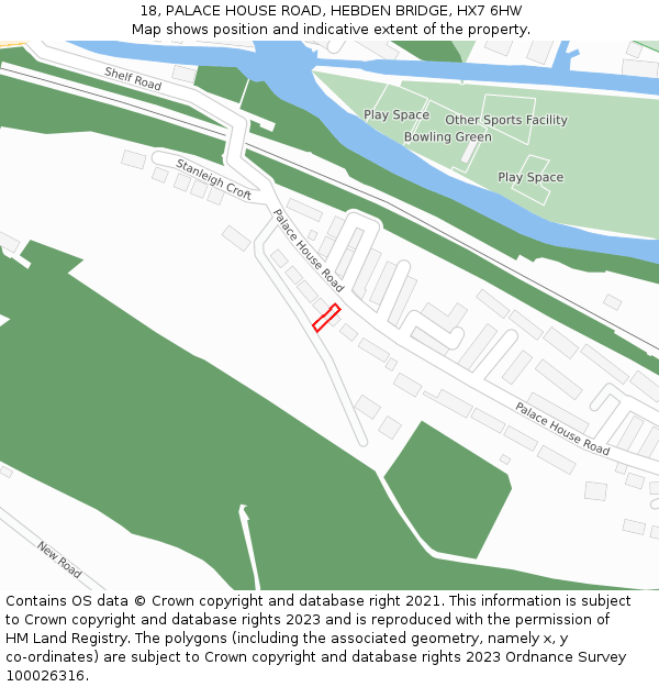 18, PALACE HOUSE ROAD, HEBDEN BRIDGE, HX7 6HW: Location map and indicative extent of plot