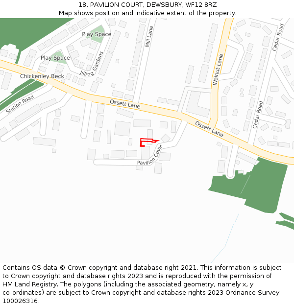 18, PAVILION COURT, DEWSBURY, WF12 8RZ: Location map and indicative extent of plot