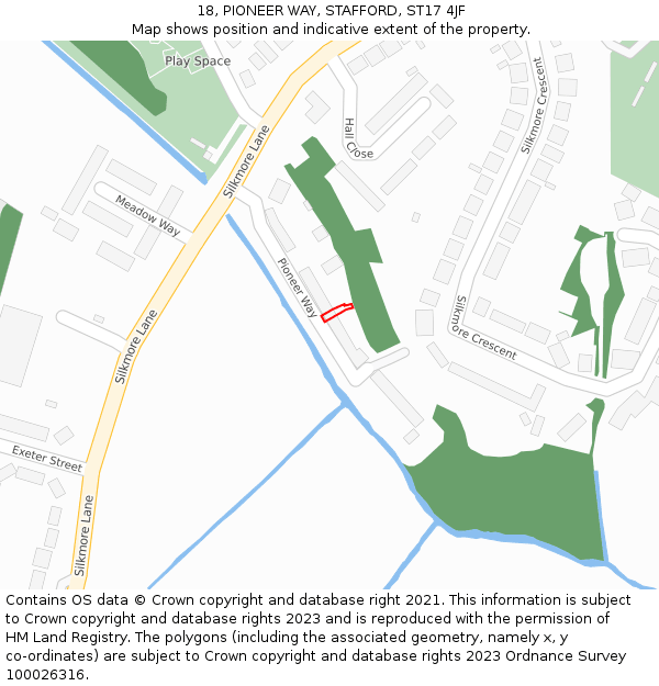 18, PIONEER WAY, STAFFORD, ST17 4JF: Location map and indicative extent of plot