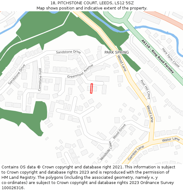 18, PITCHSTONE COURT, LEEDS, LS12 5SZ: Location map and indicative extent of plot