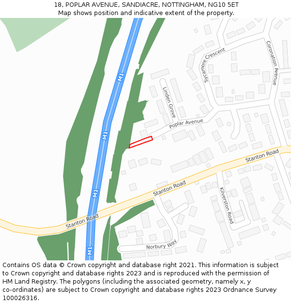 18, POPLAR AVENUE, SANDIACRE, NOTTINGHAM, NG10 5ET: Location map and indicative extent of plot