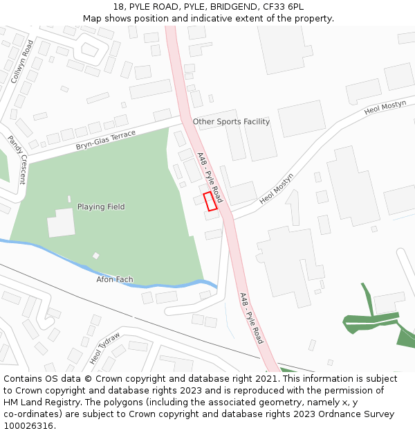 18, PYLE ROAD, PYLE, BRIDGEND, CF33 6PL: Location map and indicative extent of plot