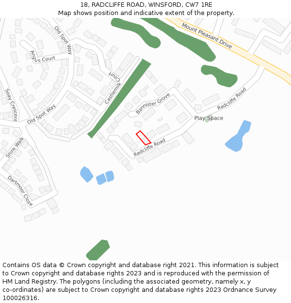 18, RADCLIFFE ROAD, WINSFORD, CW7 1RE: Location map and indicative extent of plot