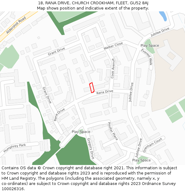 18, RANA DRIVE, CHURCH CROOKHAM, FLEET, GU52 8AJ: Location map and indicative extent of plot