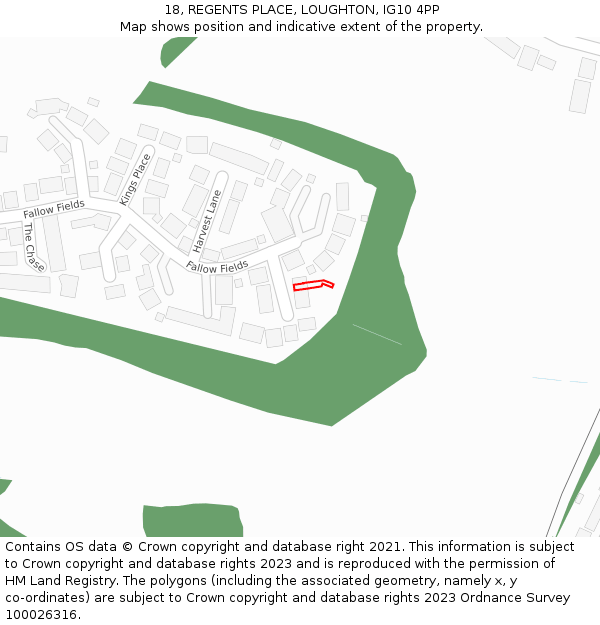 18, REGENTS PLACE, LOUGHTON, IG10 4PP: Location map and indicative extent of plot