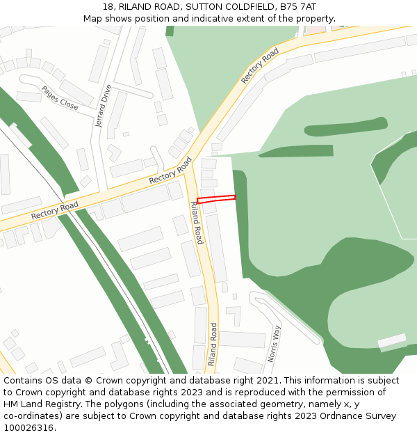 18, RILAND ROAD, SUTTON COLDFIELD, B75 7AT: Location map and indicative extent of plot
