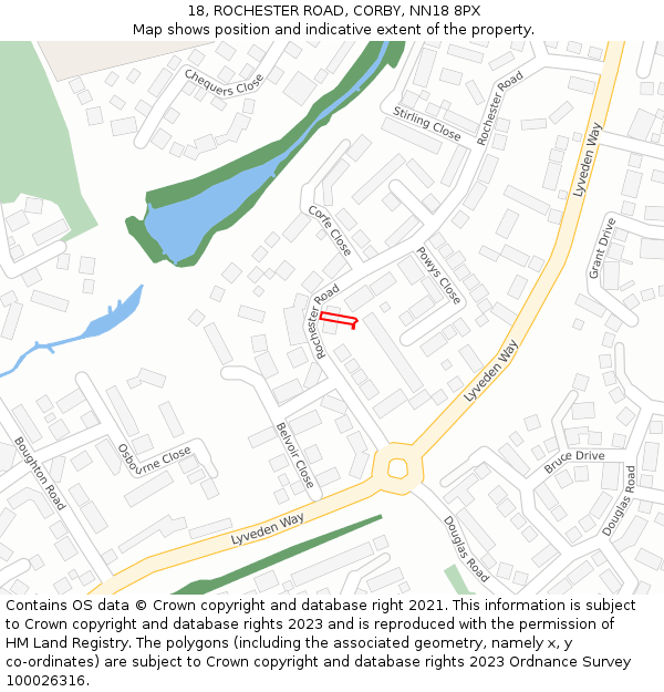18, ROCHESTER ROAD, CORBY, NN18 8PX: Location map and indicative extent of plot