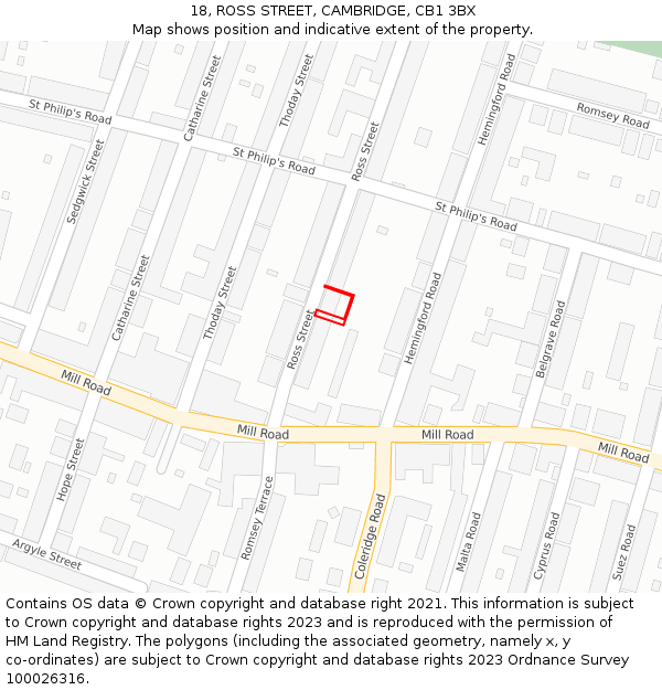 18, ROSS STREET, CAMBRIDGE, CB1 3BX: Location map and indicative extent of plot