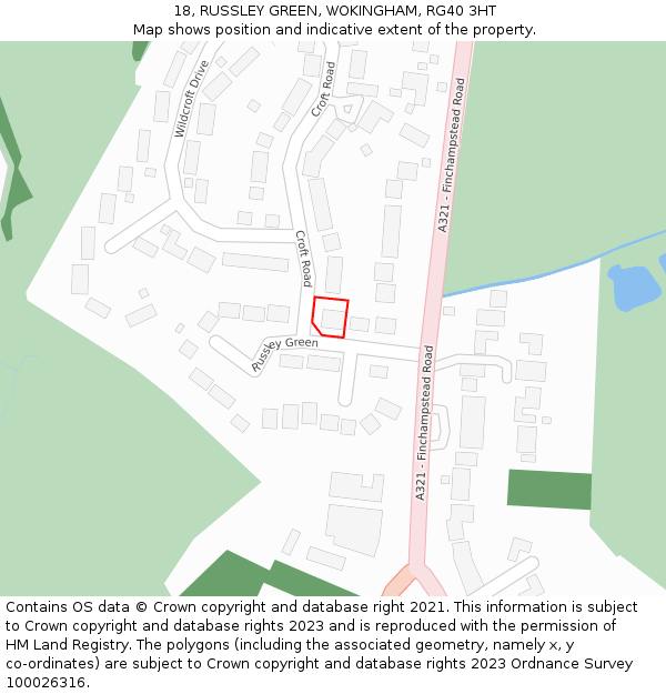 18, RUSSLEY GREEN, WOKINGHAM, RG40 3HT: Location map and indicative extent of plot