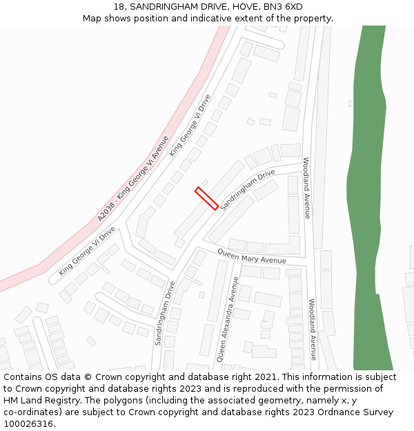 18, SANDRINGHAM DRIVE, HOVE, BN3 6XD: Location map and indicative extent of plot