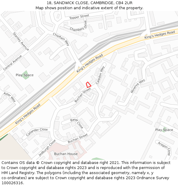 18, SANDWICK CLOSE, CAMBRIDGE, CB4 2UR: Location map and indicative extent of plot