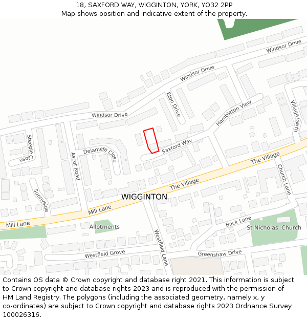 18, SAXFORD WAY, WIGGINTON, YORK, YO32 2PP: Location map and indicative extent of plot