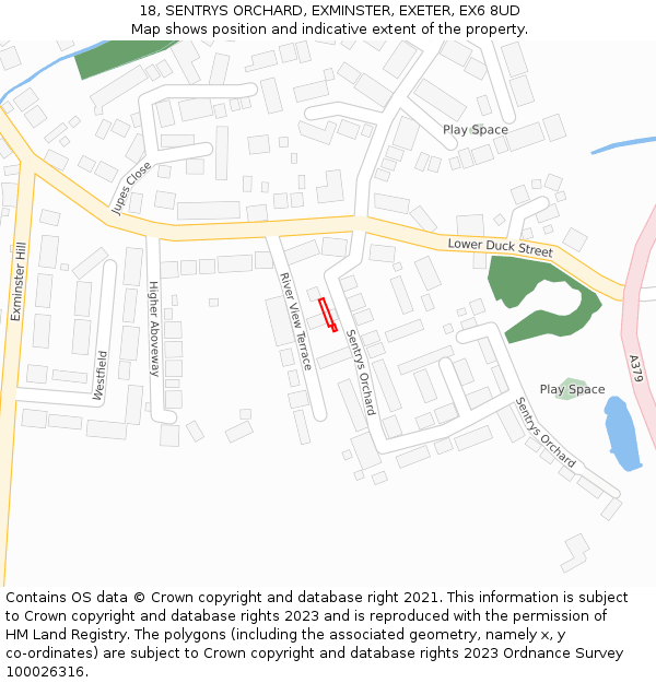 18, SENTRYS ORCHARD, EXMINSTER, EXETER, EX6 8UD: Location map and indicative extent of plot