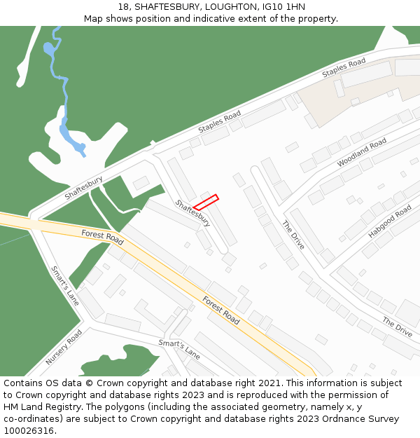 18, SHAFTESBURY, LOUGHTON, IG10 1HN: Location map and indicative extent of plot