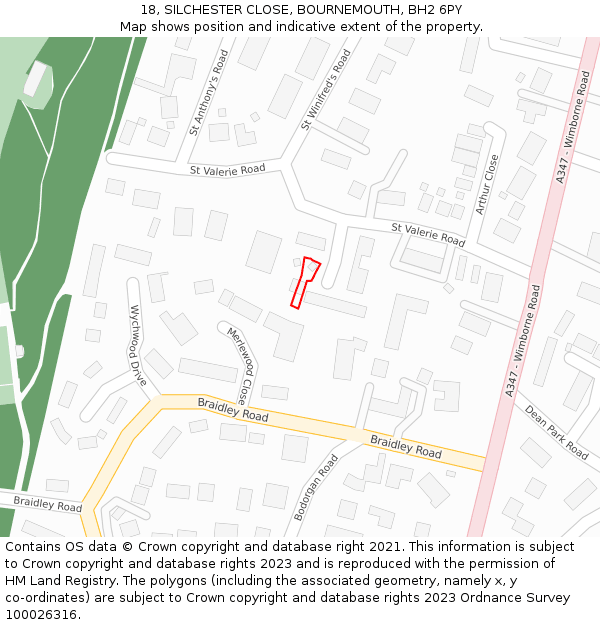 18, SILCHESTER CLOSE, BOURNEMOUTH, BH2 6PY: Location map and indicative extent of plot