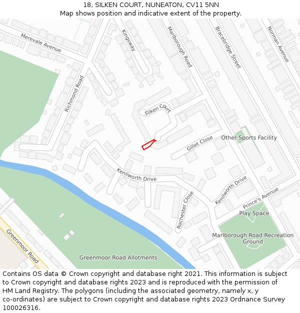 18, SILKEN COURT, NUNEATON, CV11 5NN: Location map and indicative extent of plot