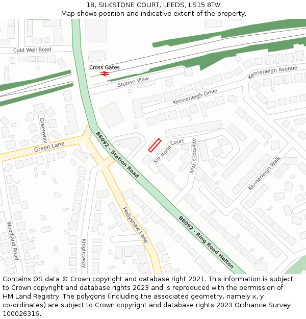 18, SILKSTONE COURT, LEEDS, LS15 8TW: Location map and indicative extent of plot