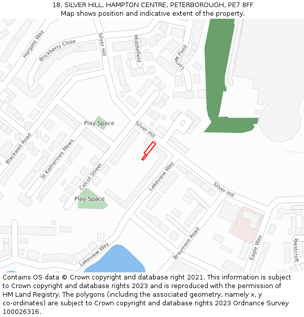 18, SILVER HILL, HAMPTON CENTRE, PETERBOROUGH, PE7 8FF: Location map and indicative extent of plot