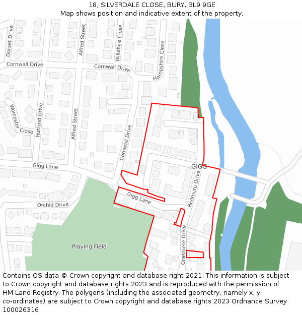 18, SILVERDALE CLOSE, BURY, BL9 9GE: Location map and indicative extent of plot