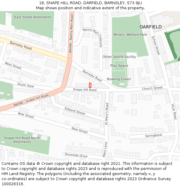 18, SNAPE HILL ROAD, DARFIELD, BARNSLEY, S73 9JU: Location map and indicative extent of plot