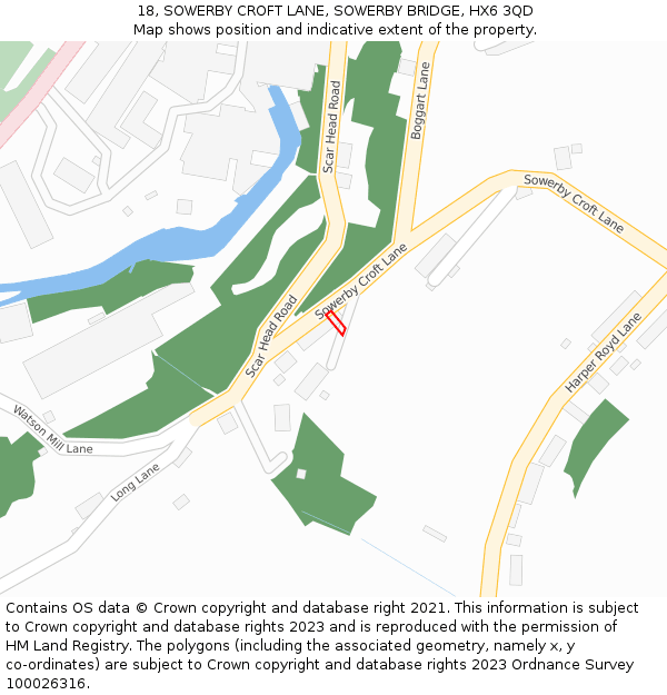 18, SOWERBY CROFT LANE, SOWERBY BRIDGE, HX6 3QD: Location map and indicative extent of plot