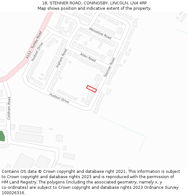 18, STENNER ROAD, CONINGSBY, LINCOLN, LN4 4RP: Location map and indicative extent of plot