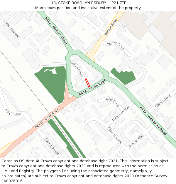 18, STOKE ROAD, AYLESBURY, HP21 7TF: Location map and indicative extent of plot