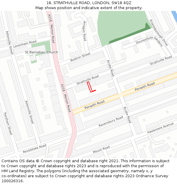 18, STRATHVILLE ROAD, LONDON, SW18 4QZ: Location map and indicative extent of plot