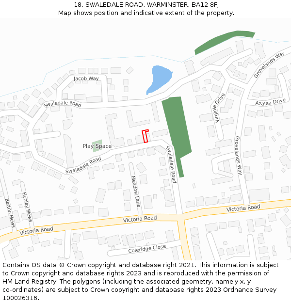 18, SWALEDALE ROAD, WARMINSTER, BA12 8FJ: Location map and indicative extent of plot