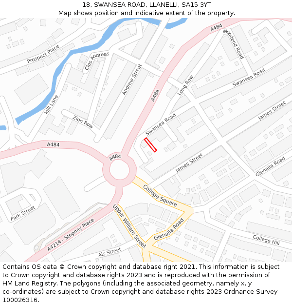 18, SWANSEA ROAD, LLANELLI, SA15 3YT: Location map and indicative extent of plot