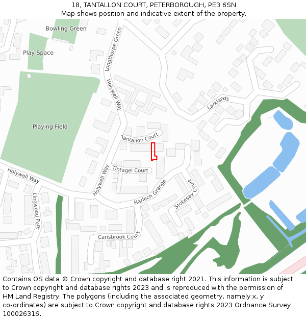 18, TANTALLON COURT, PETERBOROUGH, PE3 6SN: Location map and indicative extent of plot