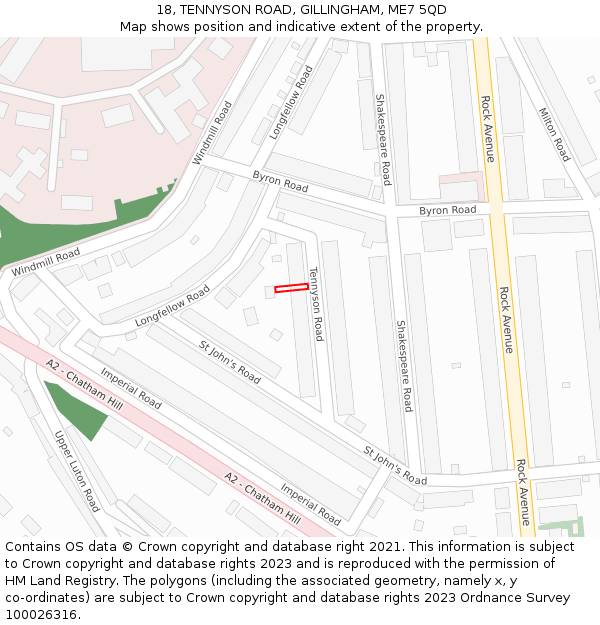 18, TENNYSON ROAD, GILLINGHAM, ME7 5QD: Location map and indicative extent of plot