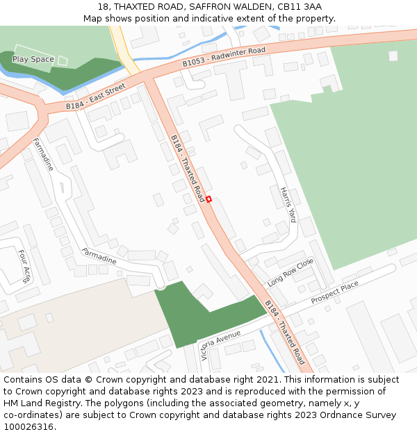 18, THAXTED ROAD, SAFFRON WALDEN, CB11 3AA: Location map and indicative extent of plot