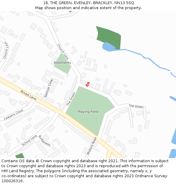 18, THE GREEN, EVENLEY, BRACKLEY, NN13 5SQ: Location map and indicative extent of plot