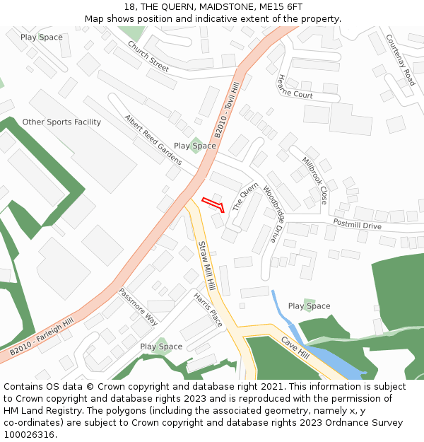 18, THE QUERN, MAIDSTONE, ME15 6FT: Location map and indicative extent of plot