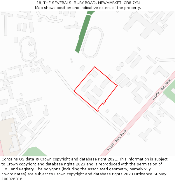 18, THE SEVERALS, BURY ROAD, NEWMARKET, CB8 7YN: Location map and indicative extent of plot