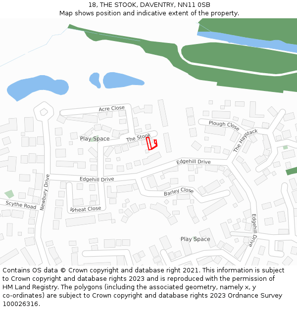 18, THE STOOK, DAVENTRY, NN11 0SB: Location map and indicative extent of plot