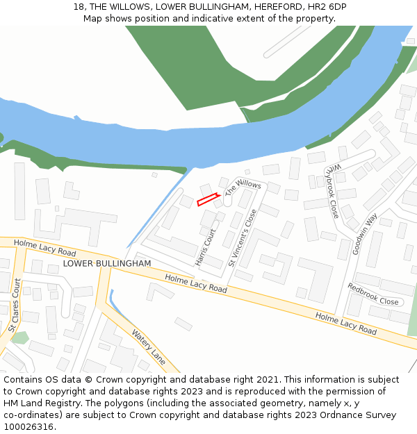 18, THE WILLOWS, LOWER BULLINGHAM, HEREFORD, HR2 6DP: Location map and indicative extent of plot