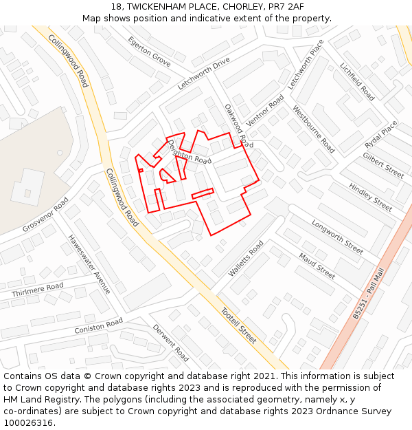 18, TWICKENHAM PLACE, CHORLEY, PR7 2AF: Location map and indicative extent of plot
