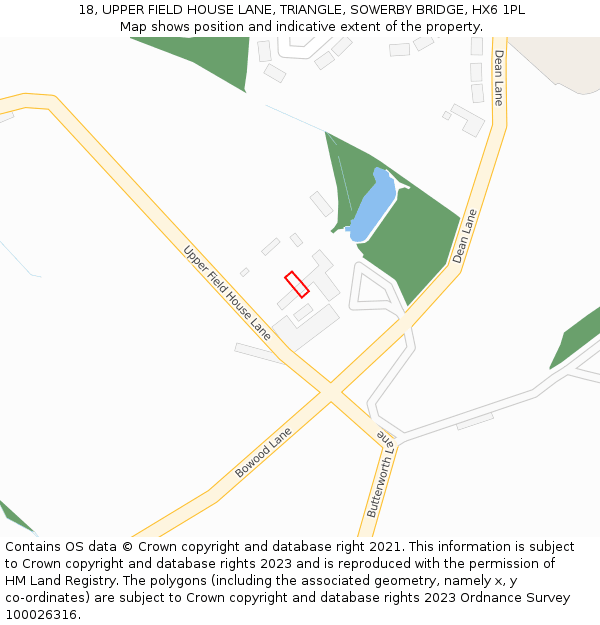 18, UPPER FIELD HOUSE LANE, TRIANGLE, SOWERBY BRIDGE, HX6 1PL: Location map and indicative extent of plot