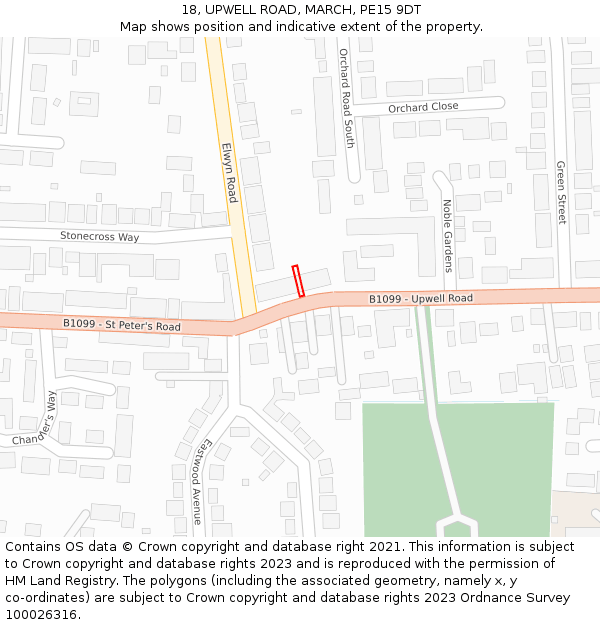 18, UPWELL ROAD, MARCH, PE15 9DT: Location map and indicative extent of plot