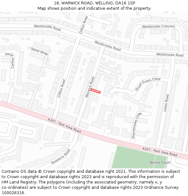 18, WARWICK ROAD, WELLING, DA16 1SP: Location map and indicative extent of plot