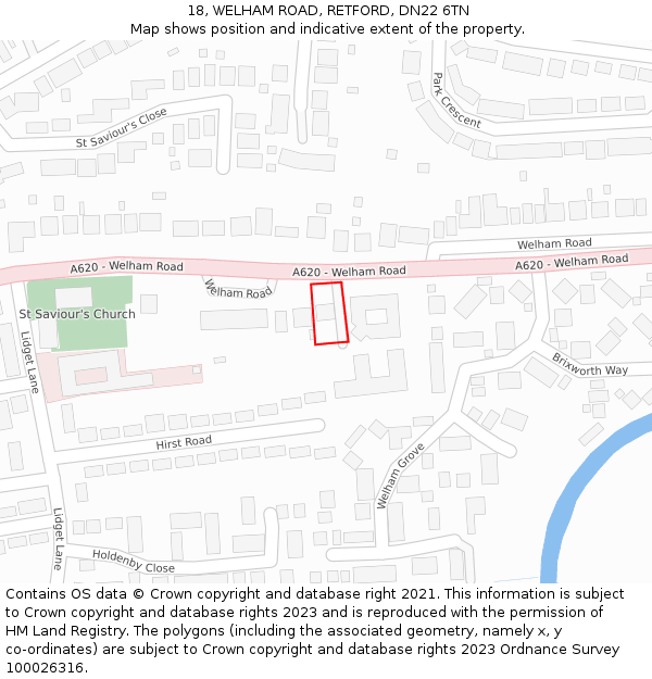 18, WELHAM ROAD, RETFORD, DN22 6TN: Location map and indicative extent of plot