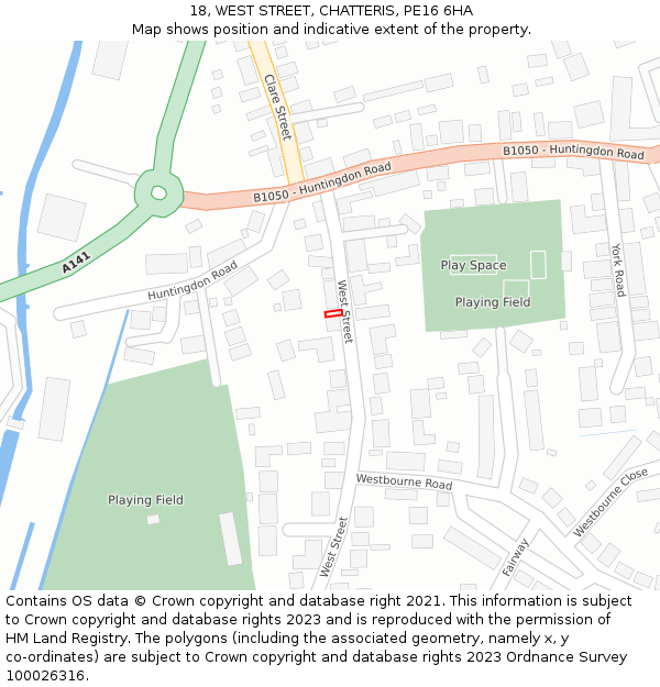 18, WEST STREET, CHATTERIS, PE16 6HA: Location map and indicative extent of plot