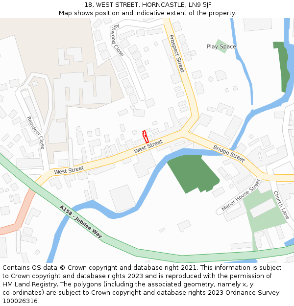 18, WEST STREET, HORNCASTLE, LN9 5JF: Location map and indicative extent of plot