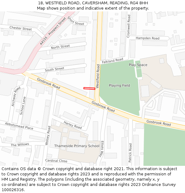 18, WESTFIELD ROAD, CAVERSHAM, READING, RG4 8HH: Location map and indicative extent of plot