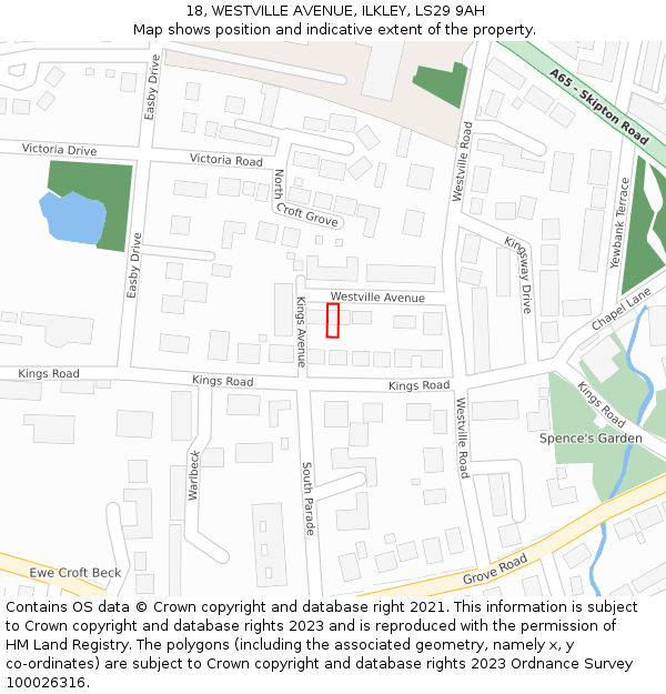 18, WESTVILLE AVENUE, ILKLEY, LS29 9AH: Location map and indicative extent of plot