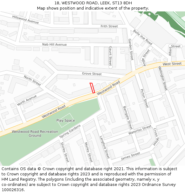 18, WESTWOOD ROAD, LEEK, ST13 8DH: Location map and indicative extent of plot