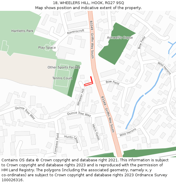 18, WHEELERS HILL, HOOK, RG27 9SQ: Location map and indicative extent of plot