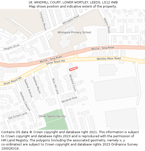 18, WINDMILL COURT, LOWER WORTLEY, LEEDS, LS12 4WB: Location map and indicative extent of plot
